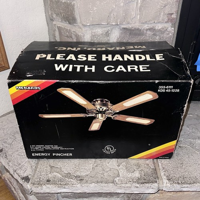 #ad Menards Reversible 5 Blade Oak Cane 52” Ceiling Fan Hugger Adapter Vintage MCM $186.73