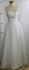 MARY'S BRIDAL Sz 4 White Embroidery Floral Beaded Wedding Dress w/ Gloves EUC