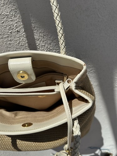VTG Etienne Aigner Woven Straw Jute / IVORY Leathr Handbag /Shouldr Bag & WALLET - Picture 11 of 14