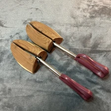 Vintage Travel Tree Wood Inserts Shoe Keepers Plastic Handle Unbranded