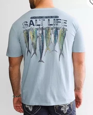 Salt Life Men’s Stringer Salt Wash Fishing Pocket Tee Size Large