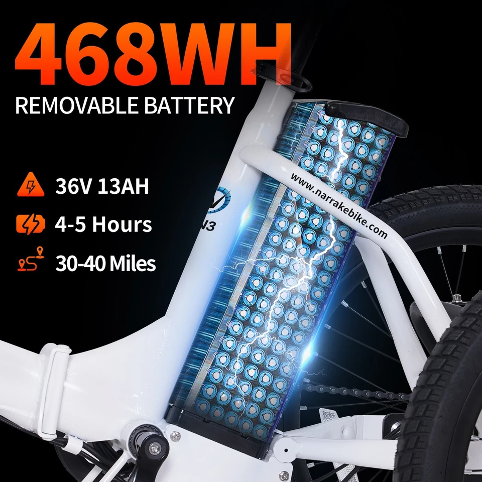 Triciclo Eléctrico Plegable Neumático Narrak 18"x 3.0 350W Step-Thru Etrike 374WH Batería Foto 4 de 4