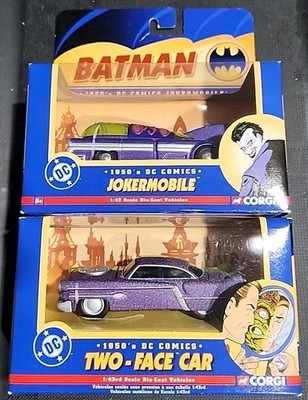 2005 Corgi 50's Jokermobile & 50 s Two-Face Car 1:43 Scale. Nice, Sealed, New.