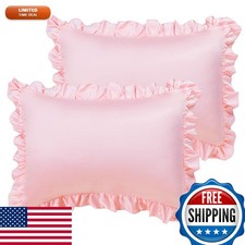 PiccoCasa Ruffled Pillow Cases Set Of 2, Envelope Pink 20x26 a19083000ux0287