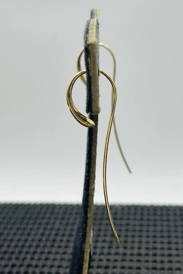 Georg Jensen Pendientes Largos De Alambre Elegantes De Oro Amarillo De 18k - Imagen 3 de 4
