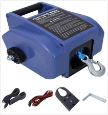 Portable 12V Reversible Electric Trailer Hitch Winch 6000LBS Capacity with Rope