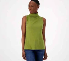 Candace Cameron Bure Sleeveless Turtleneck Top Juniper Green Size Small A522985