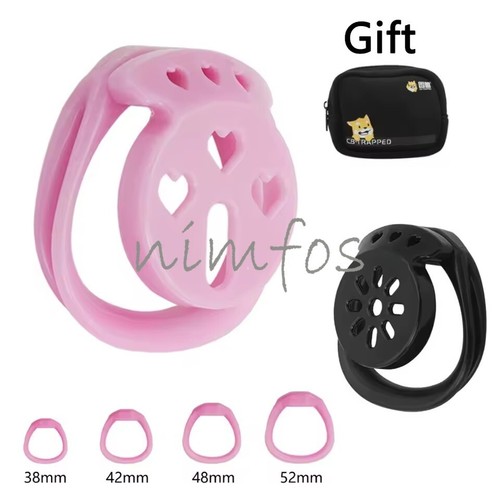 Sissy flacher Keuschheitskäfig Gerät Harz leicht männlich 3D gedruckt mit 4 Ringen - Bild 1 von 45