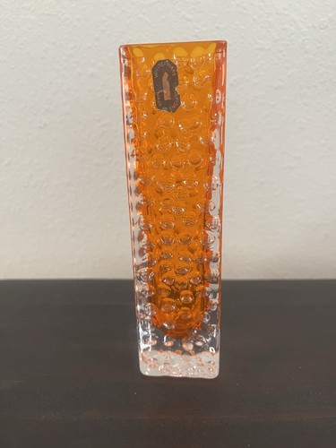 Whitefriars Glass Geoffrey Baxter Nailhead Vase Tangerine Orange 6.75" - 第 3/10 張圖片