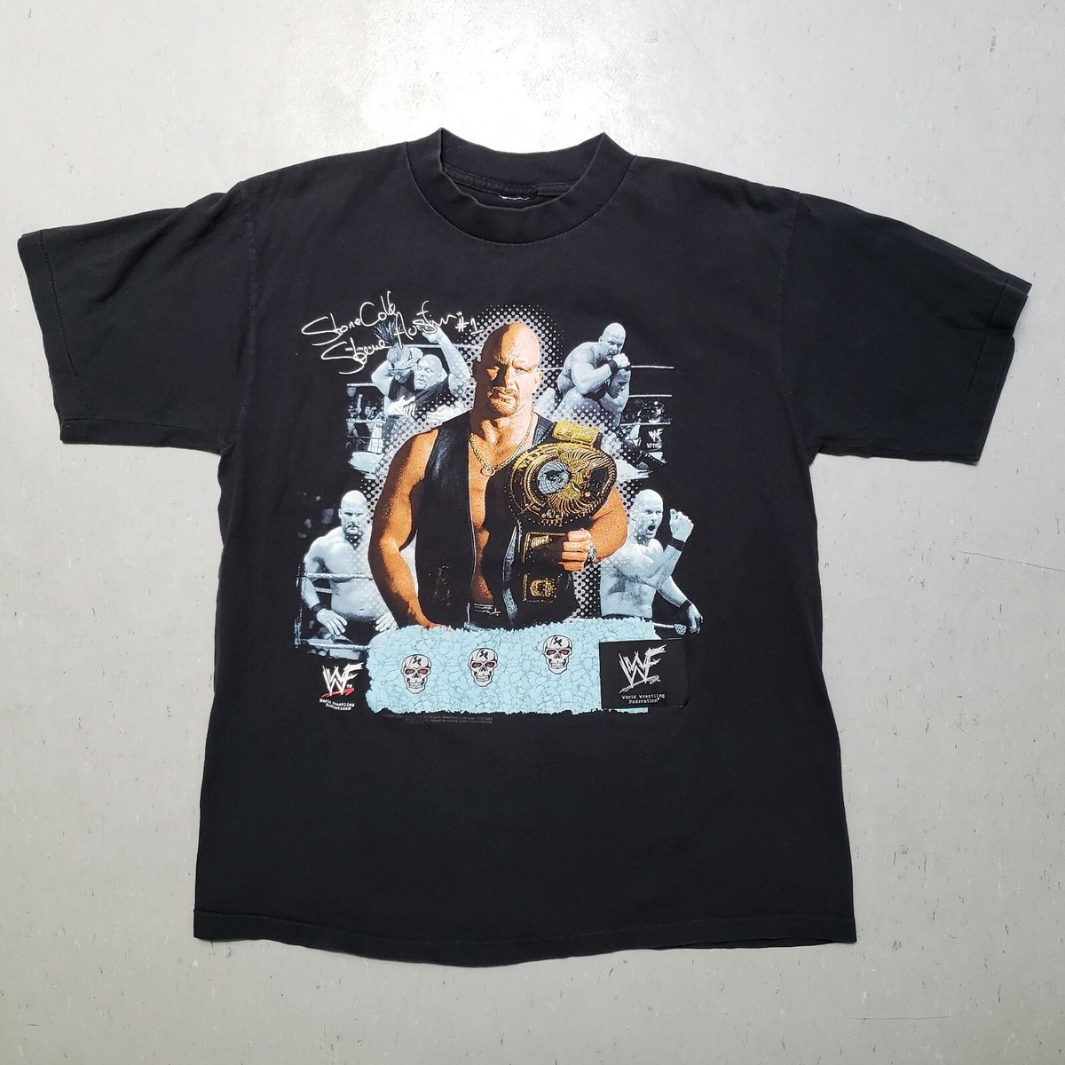 Vtg 90s WWF STONE COLD Talking Tee T-Shirt WWF World