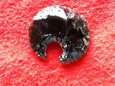 "OBSIDIAN" ARROWHEAD, NATIVE AMERICAN CRESENT KNIFE     ATL-0425*08784