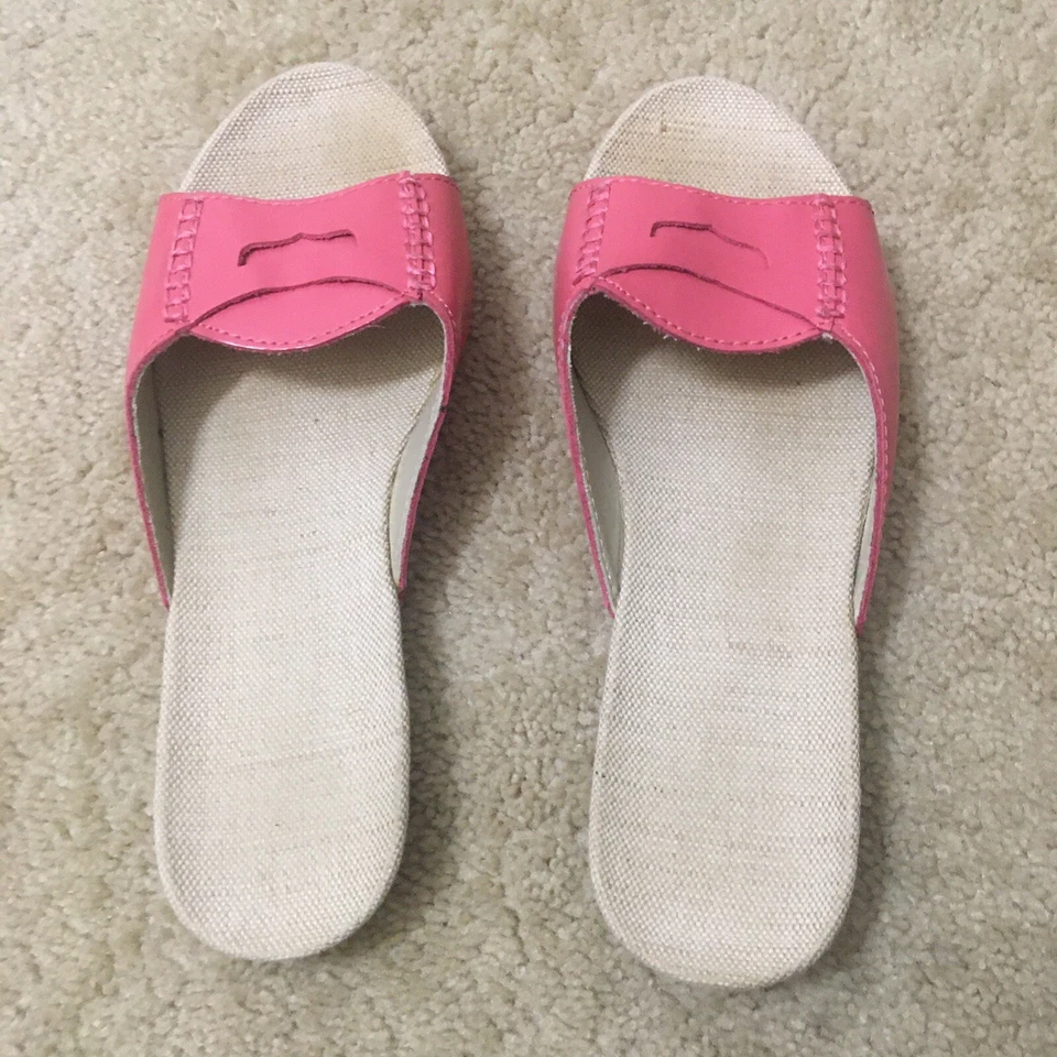 Lands End charol sin cordones mulas punta abierta arpillera Barbiecore suela de goma 8M Foto 2 de 4