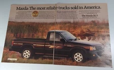 Mazda Truck SE-5 B2200 Print Ad Original Vintage 1988 Black Graphics Double