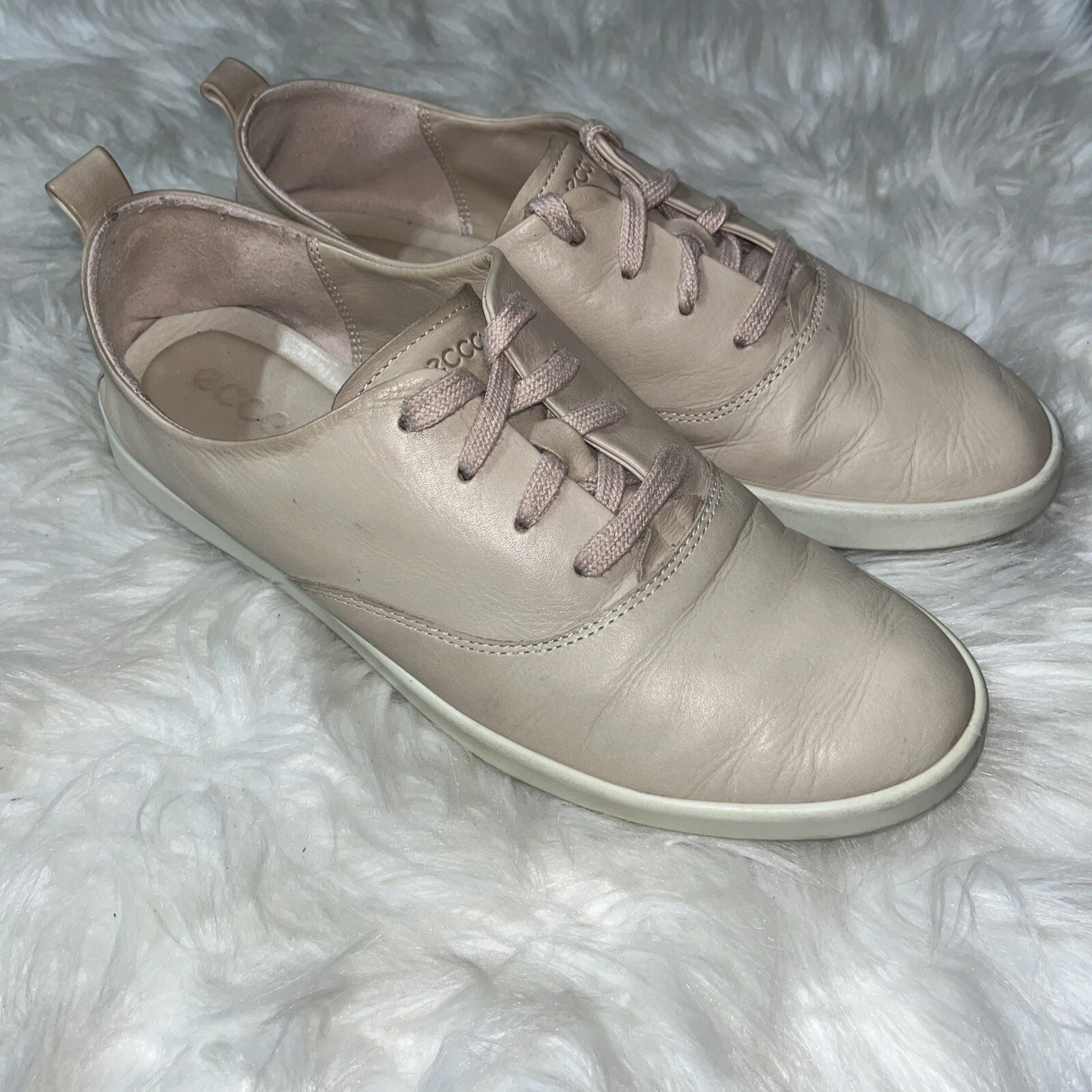 Scarpe mocassini donna Ecco stringati in pelle rosa taglia 9 casual comode