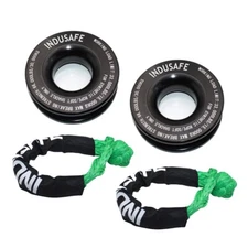 2PK Heavy Duty Recovery Ring Snatch Block Pulley W/Soft Shackles Tow Winch Rope
