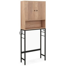 2-Tier Over The Toilet Storage Organizer Cabinet w/2 Doors and Adjustable Shelf