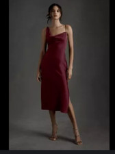 BHLDN Anthropologie August Satin Charmeuse MIDI Dress Sz 10 NWT