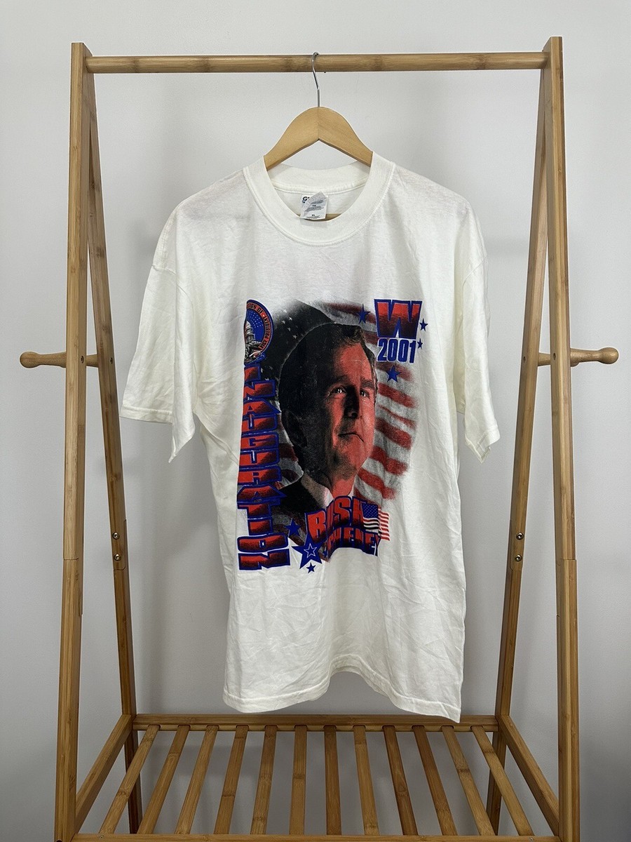 BUSH グラフィック Tシャツ ホワイト RARE VTG George Bush Inauguration W Stands For Winner Rap Tee T