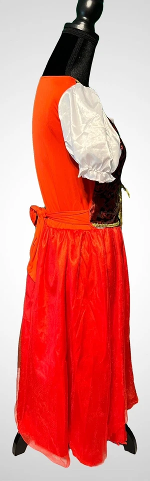 Vestido y capa rojo y dorado para niña, grande, medieval, gótico, salón, Foto 3 de 4