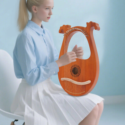 16 String  Lyre Harp Mahogany Body With Tuning Key String Cartridge!