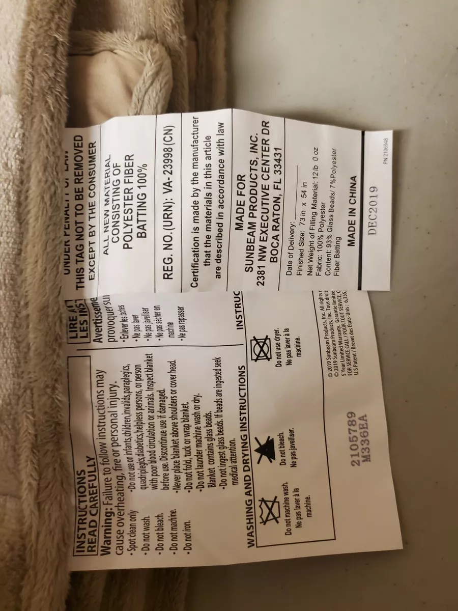 Sunbeam extra warm weighted blanket hot sale