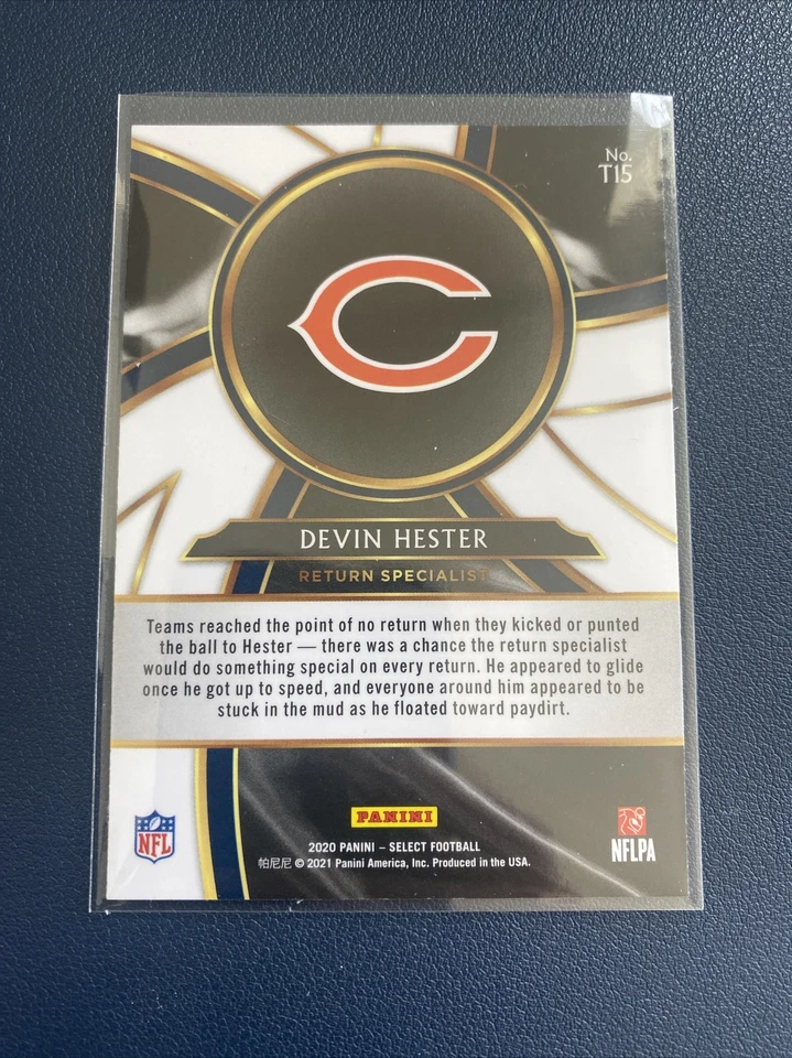 2020 Panini SELECT FOOTBALL DEVIN HESTER #T15 TURBOCHARGED Insert 🔥BEARS - Image 2 of 2