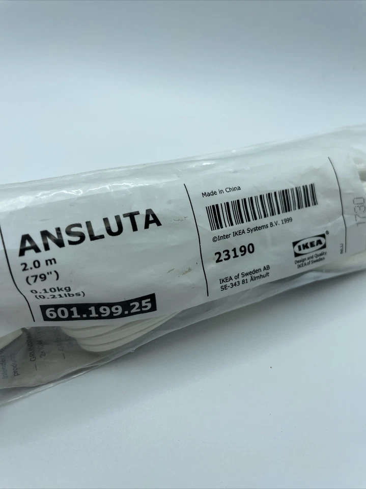 Ikea ANSLUTA Intermediate Connection Cord, 79" White 601.199.25 - NEW - Image 4 of 4
