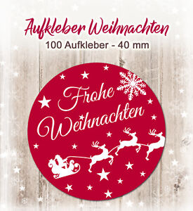 100 Aufkleber Frohe Weihnachten Geschenke 40mm Ebay