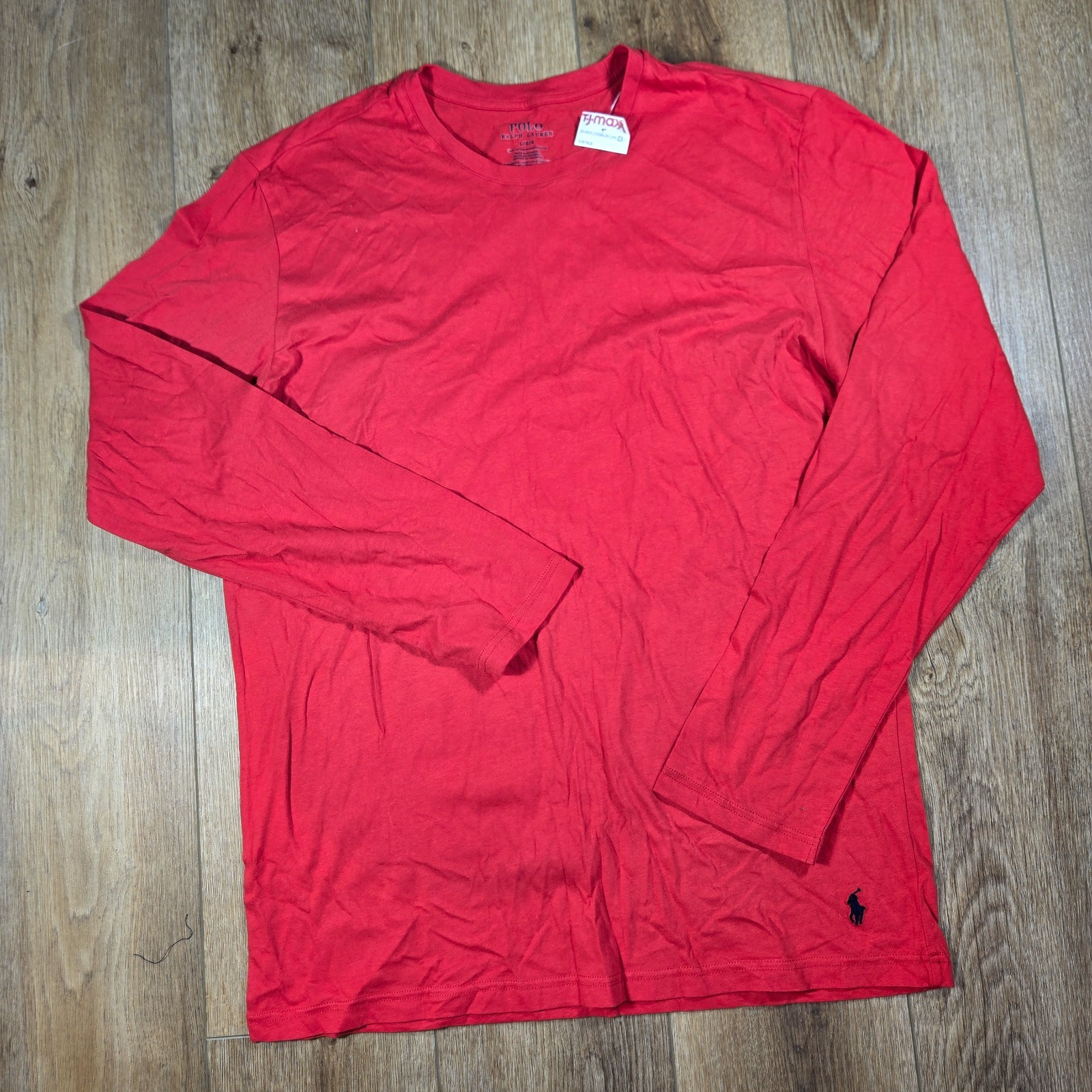 Polo Ralph Lauren uomo L rossa manica lunga nera logo pony preppy casual