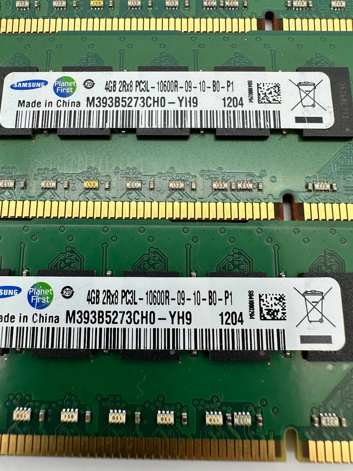 Samsung M393B5273CHO-YH9 24GB (4GBx4) PC3L-10600R ECC DDR3-1333MHz - 09-10-B0-P1 - Image 2 of 2