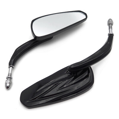 Black 8mm Rear View Side Mirrors Fit For Harley Touring Road Glide King Electra 