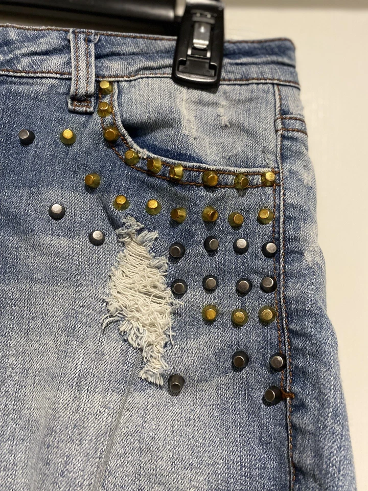 Pantalones Cortos Vaqueros Romeo & Juliet Couture Corte Talla 29 Azul Adornado B6 Foto 3 de 4