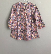 Denim & Co. Printed Texture Knit 3/4-Sleeve Henley Top - Multi (Sz M) a472985 