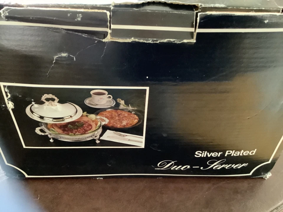 Nuevo Plato de Plata Regal + Vidrio 2 cuartos Inserto Plato de Frotamiento Duo Servidor de Alimentos Foto 2 de 4