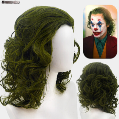 Joker Wig Green Curly Long Wave Wigs Party Dress Up Heat