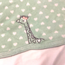 Carters Just One You Baby Blanket Giraffe White Hearts Mint Green