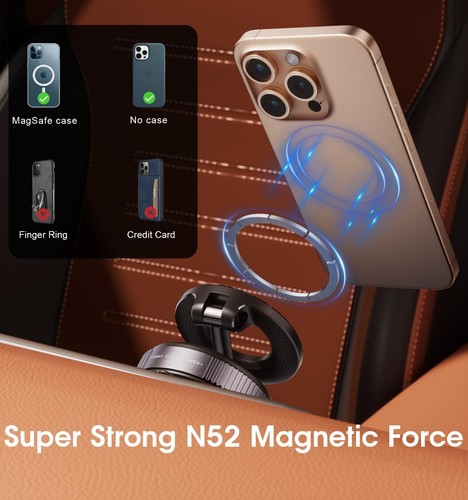 Strong Magnetic Car Phone Holder , Ultra Vacuum Suction Cup Phone Mount 360° - Photo 5 sur 9