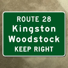 New York Thruway route 28 Woodstock highway guide sign 1962 concert 1969 21x15