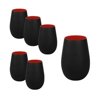 StöLzle Wasserglas SaftgläSer Becher 465Ml 6Er Set AußEn Schwarz Matt/Innen Rot