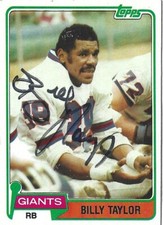 Billy Taylor 1981 Topps autographed football card #34 New York Giants - NFL+