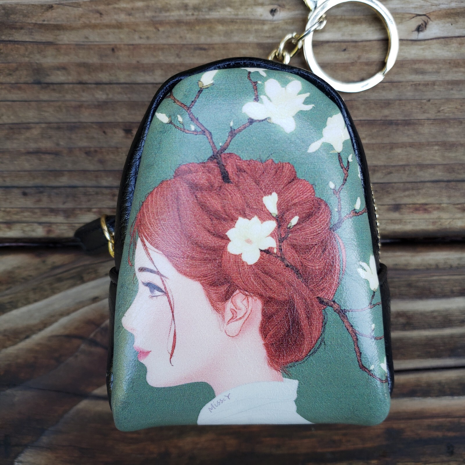 SMALL Keychain Backpack/Pouch With Red Headed Gir… - image 4