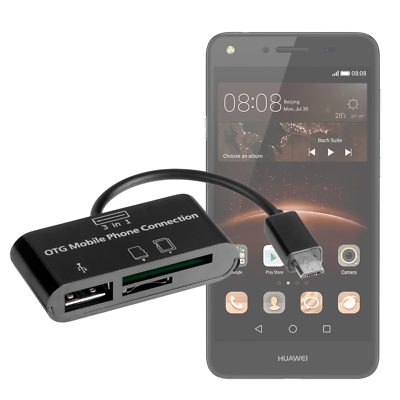 3in1 Micro USB OTG Mobile Phone Connection f Huawei Y6 II Compact Adapter Kabel
