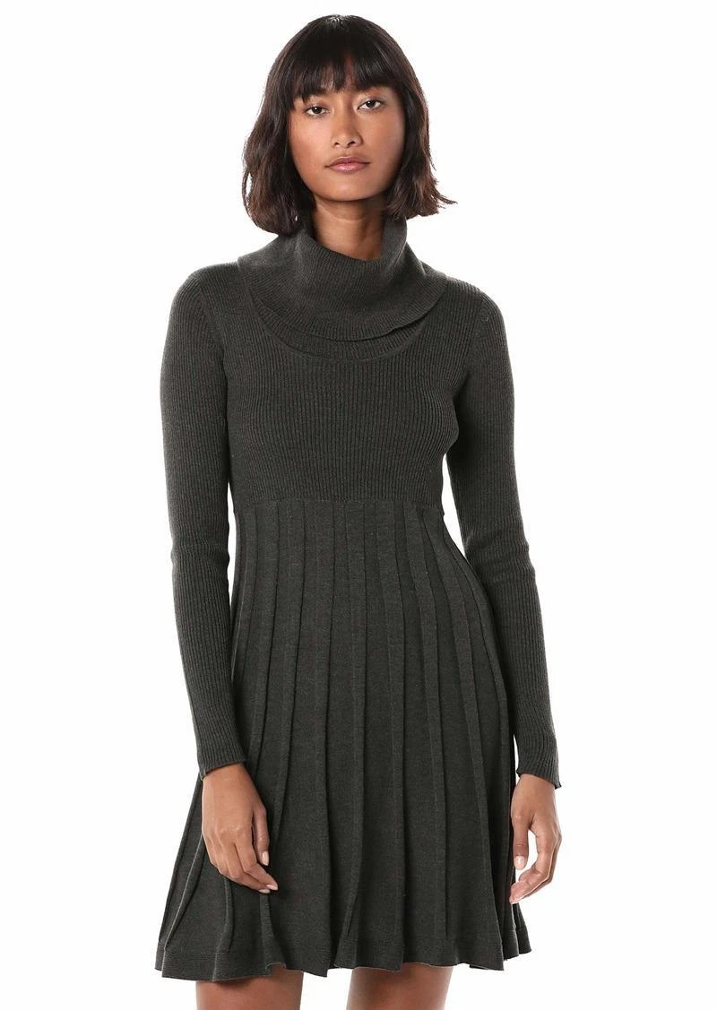 $99 Calvin Klein Long-Sleeve Cowl-Neck Fit & Flare Sweater Dress, Charcoal,  M | eBay