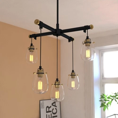 Kassidy 5-Light Chandelier in Industrial Style 16 Inches Tall and 26.5 Inches - Picture 3 of 6