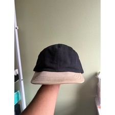 Vintage Canvas Work Hat with Ear Flaps Made in USA Black Tan Quilted Red Lining