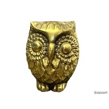 Vintage MCM Small Brass Owl Figurine Heavy Ho...