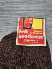 Wells Lamont Hat Brown Knit Headwear Made In USA NOS Vintage One Size Acrylic