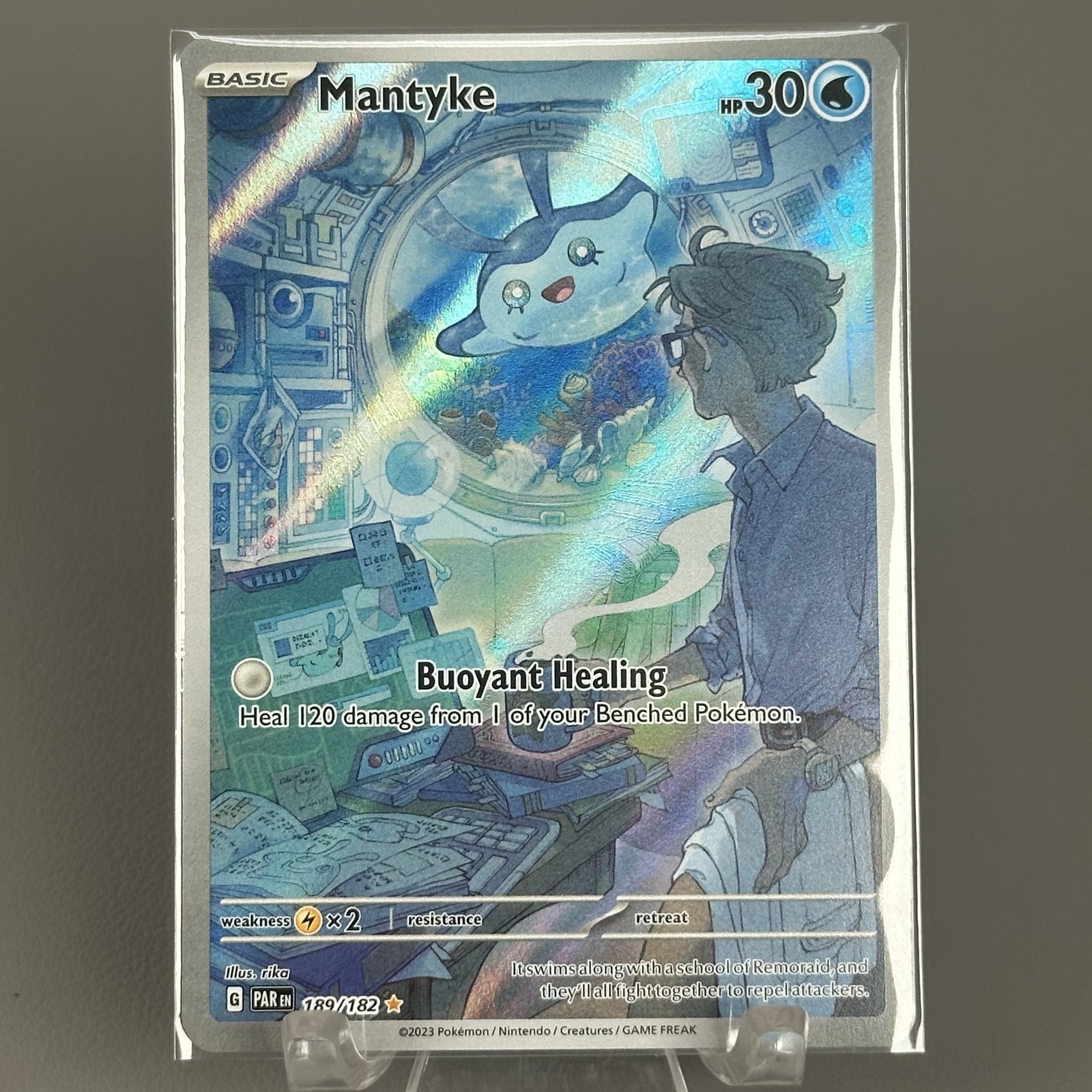 Pokémon TCG Mantyke 189/182 Illustration Rare Paradox Rift Full Art Card NM/M
