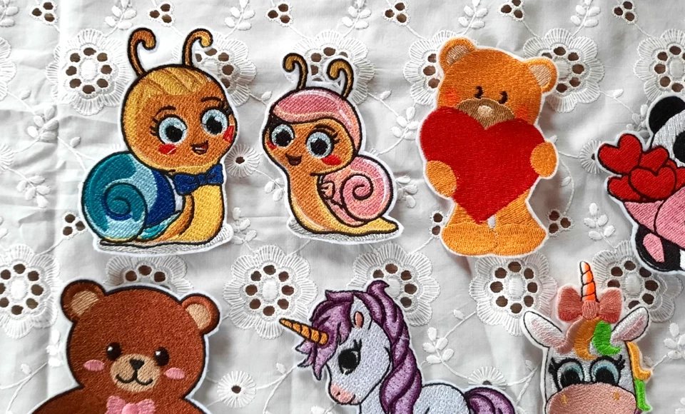 11 x Aufnäher Applikation gesstickt Handmade *Einhörner + Bär usw.. * NEU* - Bild 2 von 3