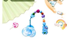 Dummy, Pretty Baby Paifier with Chin and Clip in Pink and blue